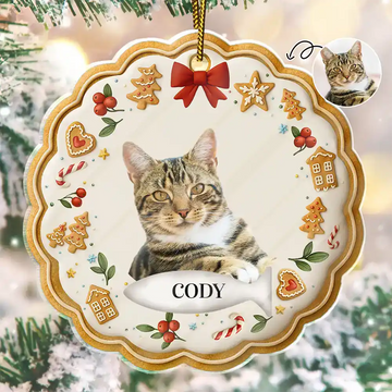 Custom Photo Lovely Pet Face Gingerbread - Personalized Custom Shaped Acrylic Ornament