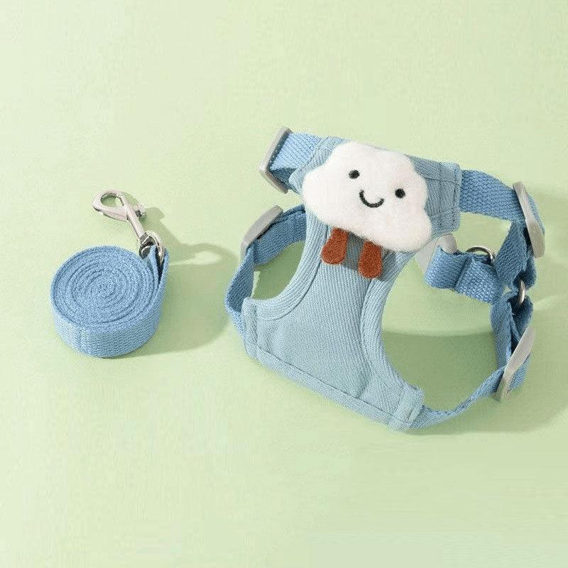 Flower Cat Harness 3 Color Cute Travel Leash Set