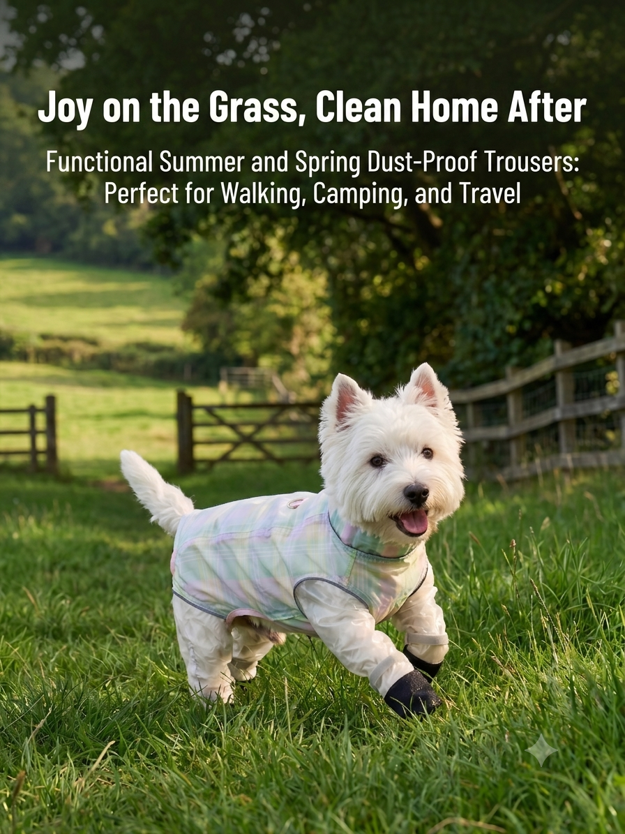Pastel Plaid All-Coverage Dog Jumpsuit with Built-in D-Ring