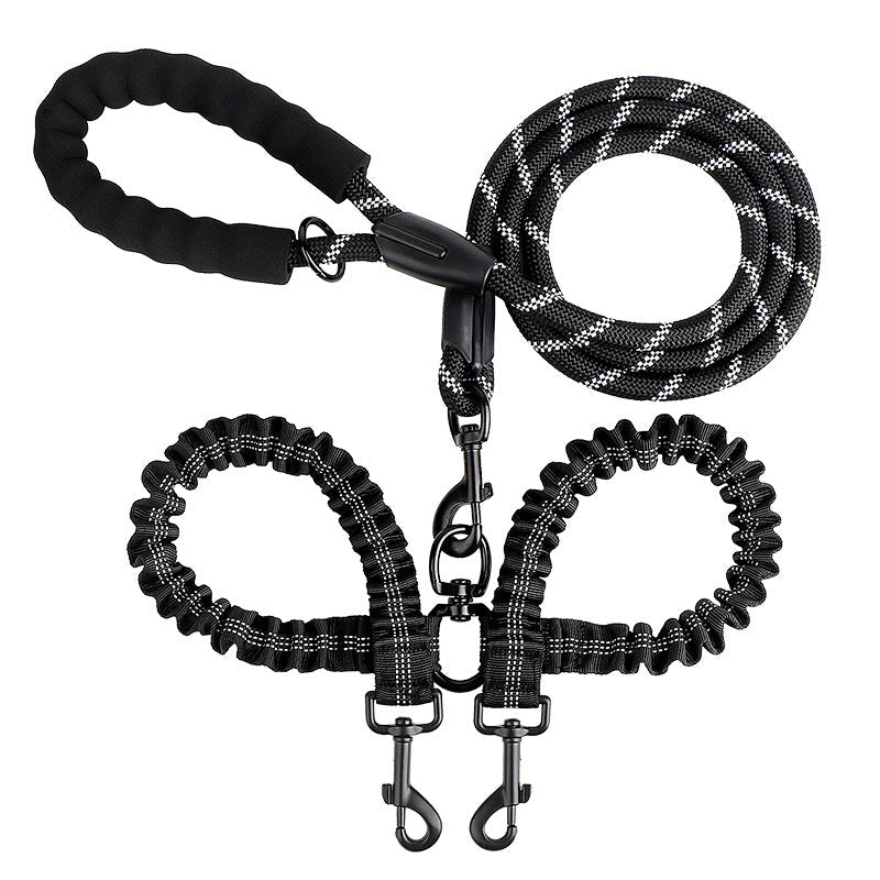 2-in-1 Dog Double Leash with 360° Swivel Joint – Tangle-Free & Shock Absorbing
