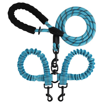 2-in-1 Dog Double Leash with 360° Swivel Joint – Tangle-Free & Shock Absorbing