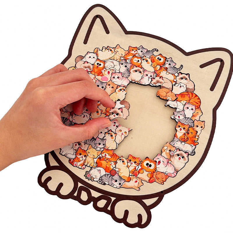 Morandi Cat Shaped Wooden Jigsaw Puzzle – 135 Pieces