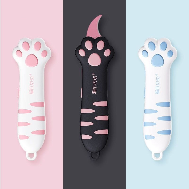 Retractable Cat Paw Box Cutter Safe One-Button Slide