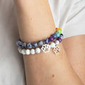 Cat Beaded Bracelet- Rainbow Bridge Blue Spot Jasper & Crystal Stone