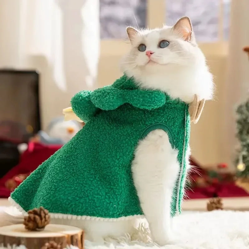 Christmas Cat Cape – Funny Cartoon Costume Outfit for Cats & Kittens