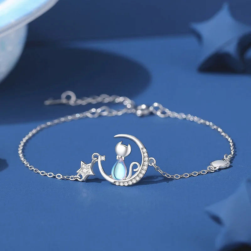Moonlight Whisker — Cat Charm Bracelet