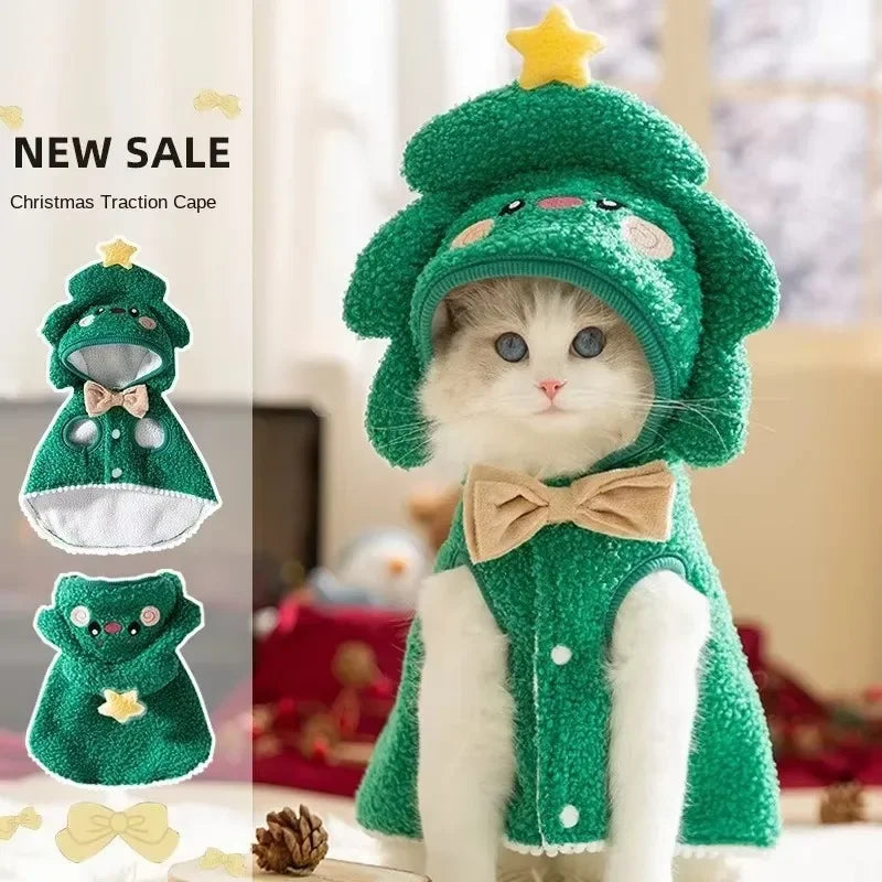 Christmas Cat Cape – Funny Cartoon Costume Outfit for Cats & Kittens