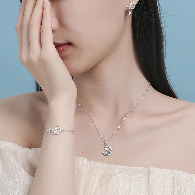 Moonlit Whiskers — Cat & Crescent Studs
