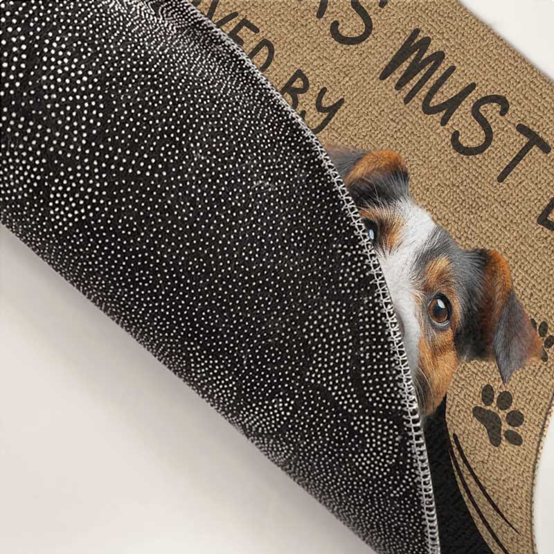 Custom Photo Visitors Must Be Approved By This Dog - Dog & Cat Personalized Custom Home Decor Decorative Mat