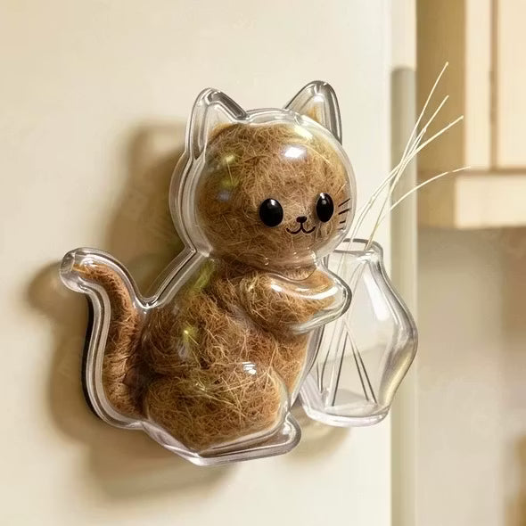 Multi-Functional Cat Fridge Magnet - Flower Vase & Pet Hair/Whisker Storage