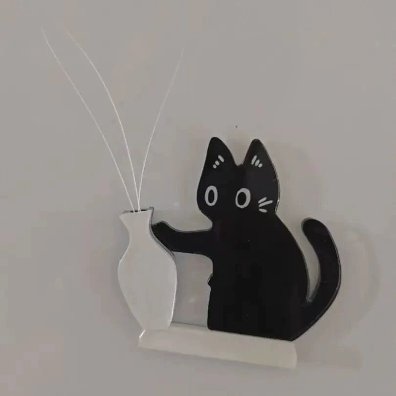 Multi-Functional Cat Fridge Magnet - Flower Vase & Pet Hair/Whisker Storage