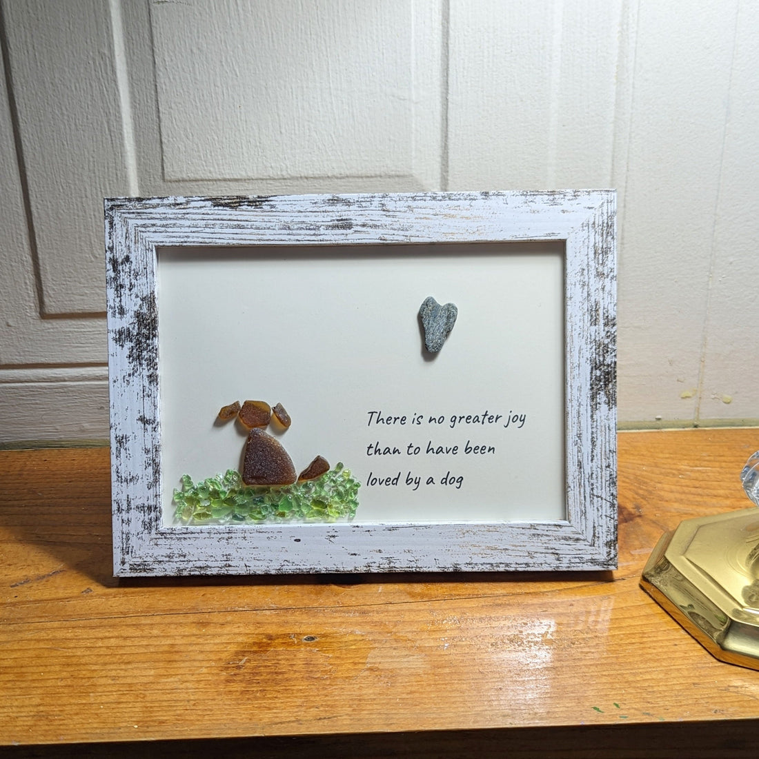 Sea Glass Art Dog Pebble Art Gift for Dog Lovers Unique Gift