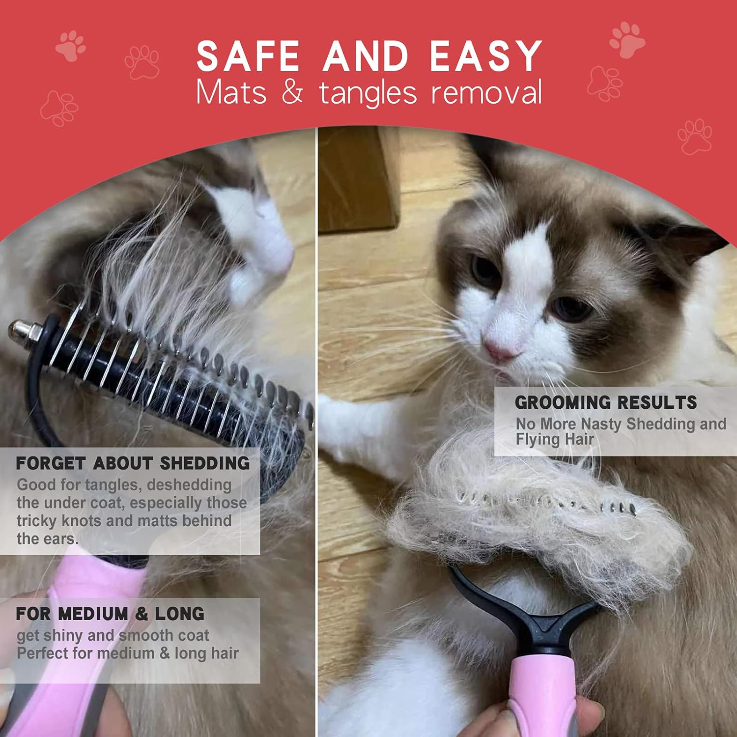 2-in-1 Dematting & Deshedding Pet Grooming Brush
