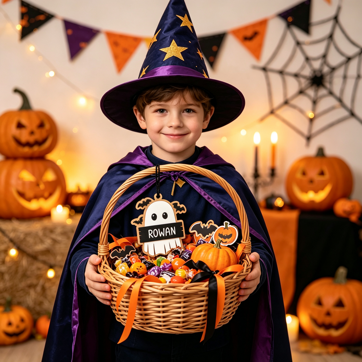 Personalized Wooden Halloween Ghost Bag Tag