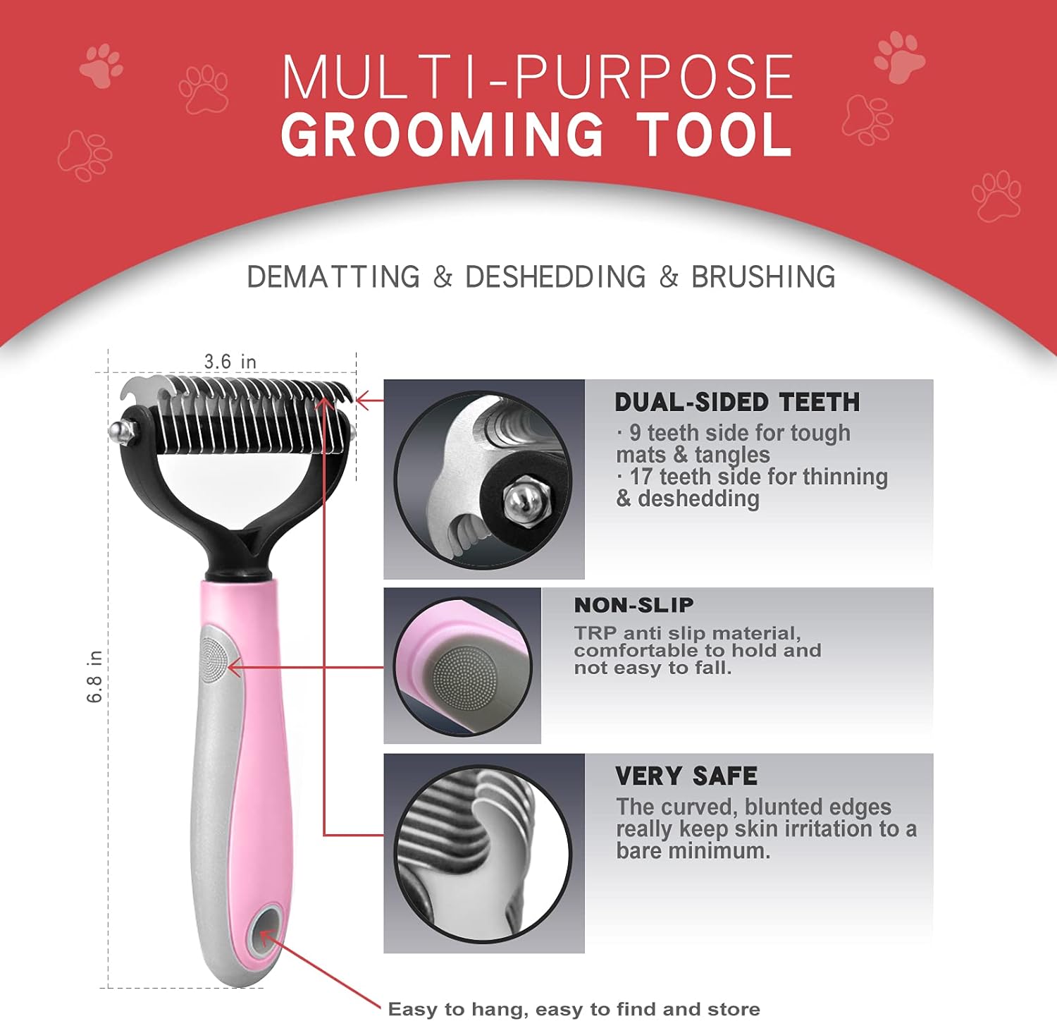 2-in-1 Dematting & Deshedding Pet Grooming Brush