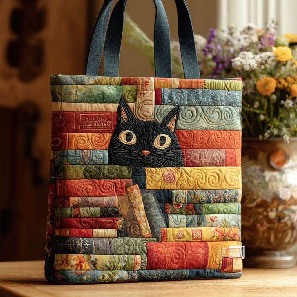 The Watchful Cat Quilted Tote Bag
