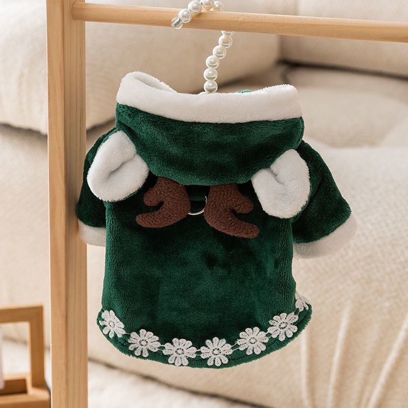 Cat Clothes Christmas Hoodie Fleece Coat Cape