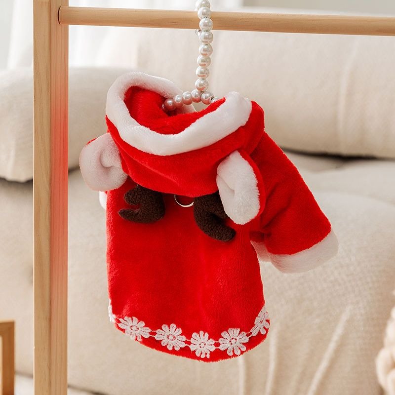 Cat Clothes Christmas Hoodie Fleece Coat Cape