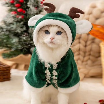 Cat Clothes Christmas Hoodie Fleece Coat Cape