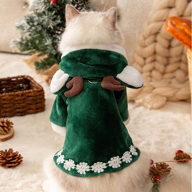 Cat Clothes Christmas Hoodie Fleece Coat Cape