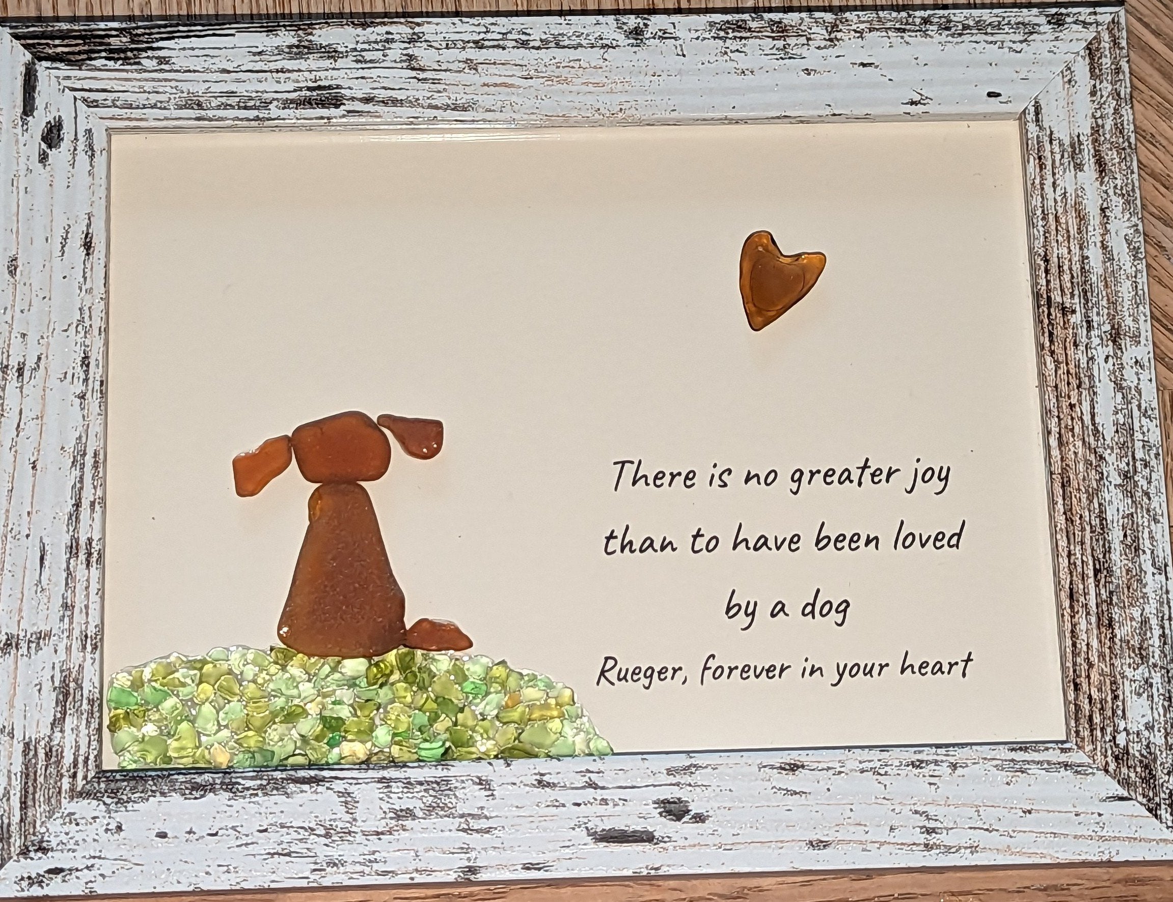 Sea Glass Art Dog Pebble Art Gift for Dog Lovers Unique Gift