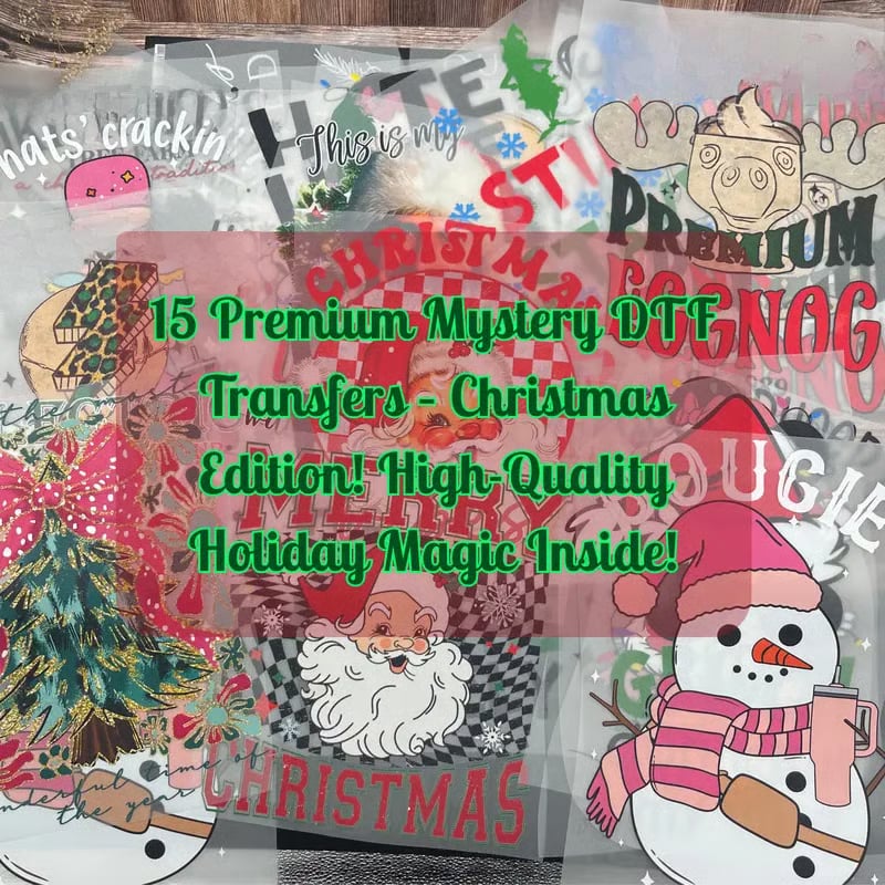 🎄15PCS Christmas Mystery DTF Transfer Bundle 🎅🔥for T-Shirts, Totes & DIY Gifts