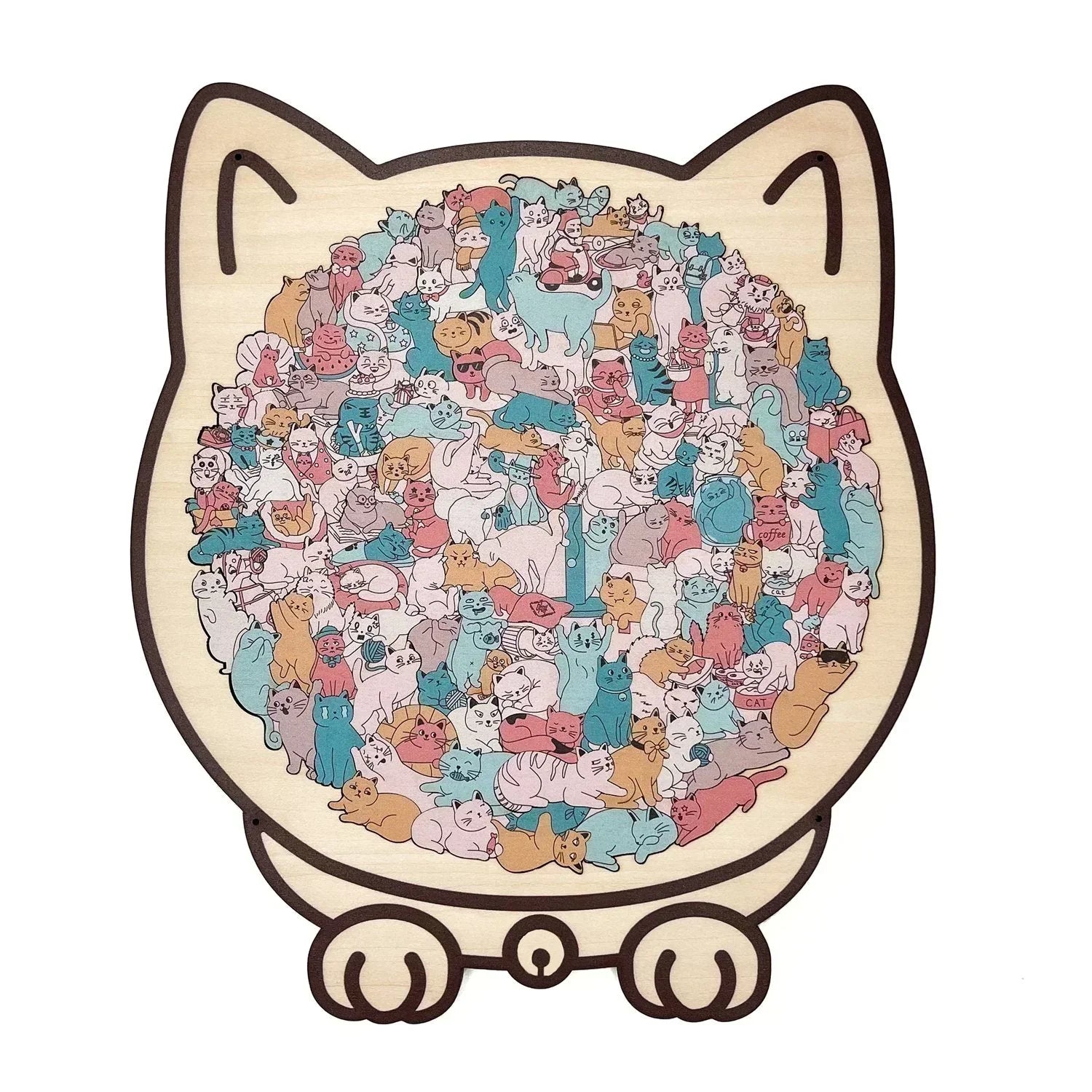 Morandi Cat Shaped Wooden Jigsaw Puzzle – 135 Pieces