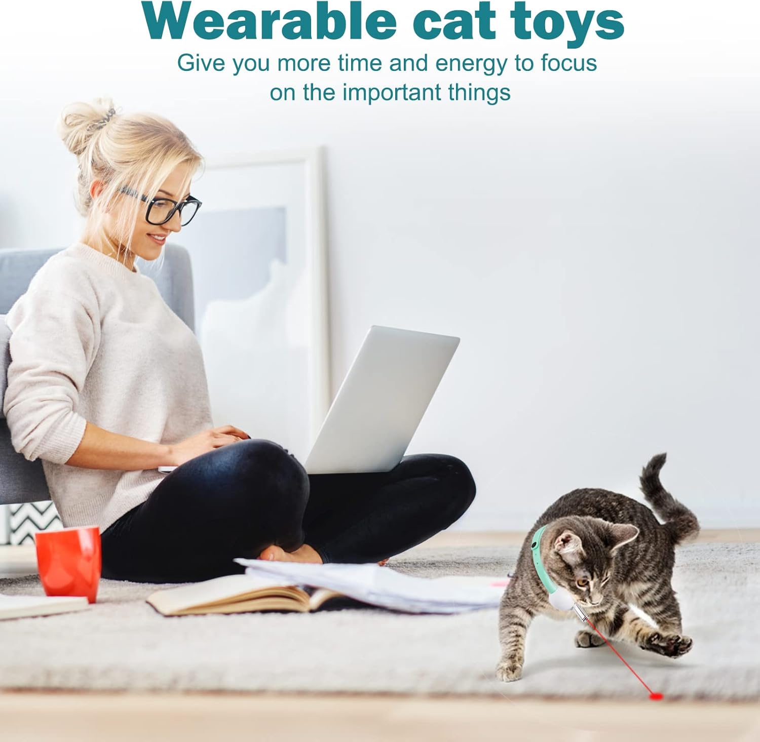 Automatic Cat Laser Collar – Smart Interactive Hands-Free Laser Toy to Keep Cats Active