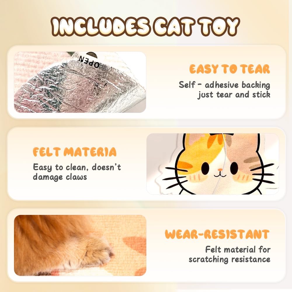 Cat Scratcher Wall Mounted Scratch Pad – Adhesive Back, Space‐Saving & Durable