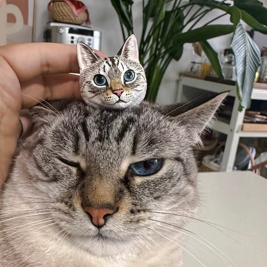 Custom Pet Head Figurine – Handmade 3D Magnetic Mini Sculpture
