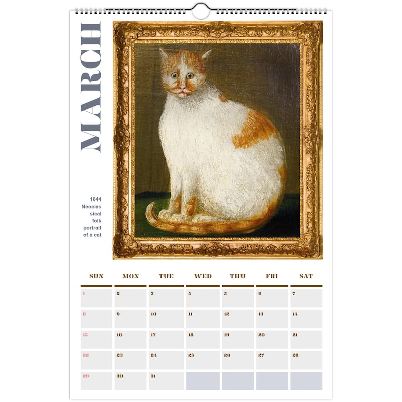 Renaissance Ugly Cats Paintings Calendar for Cat Lovers