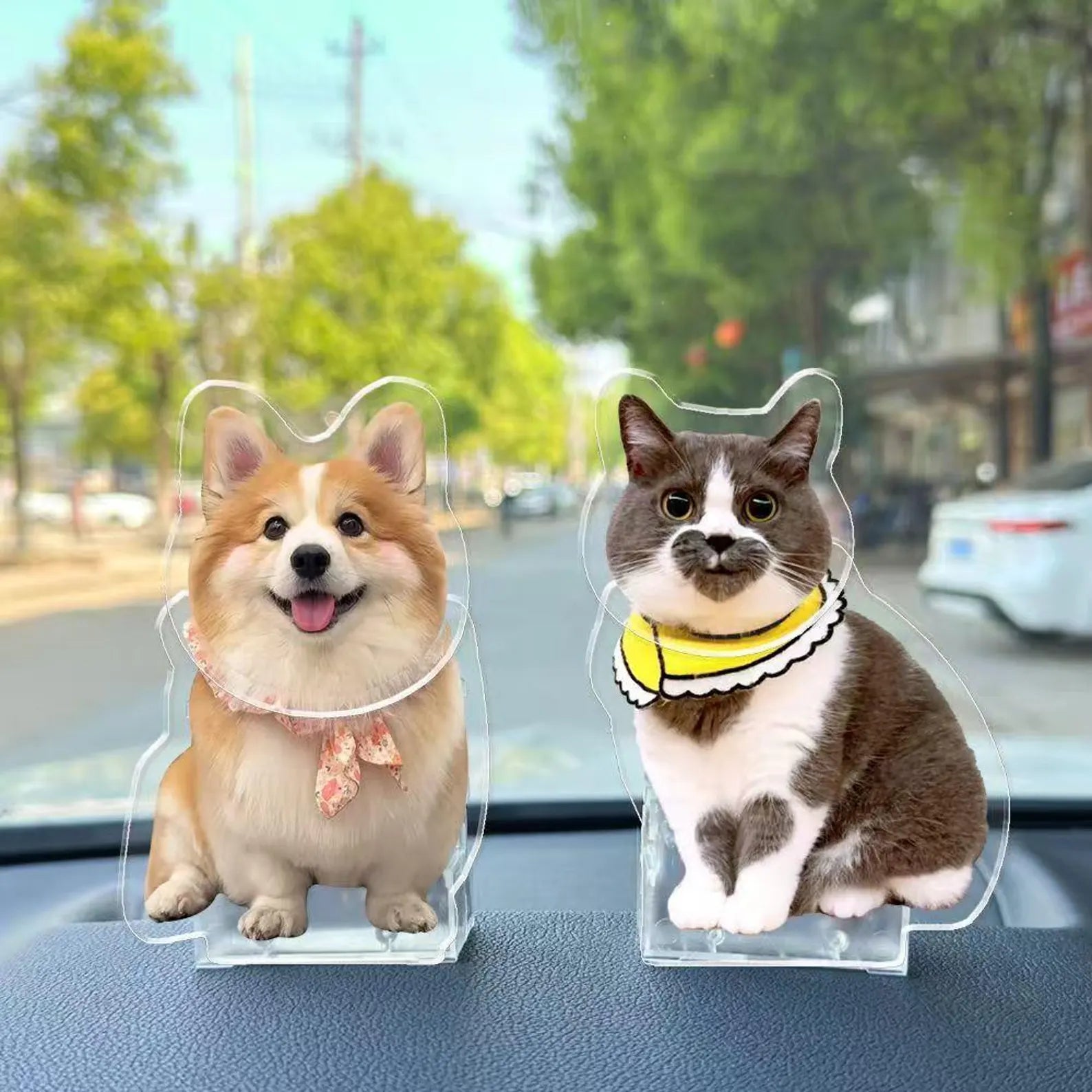 Customized electric pet shaking head ornaments acrylic car ornaments