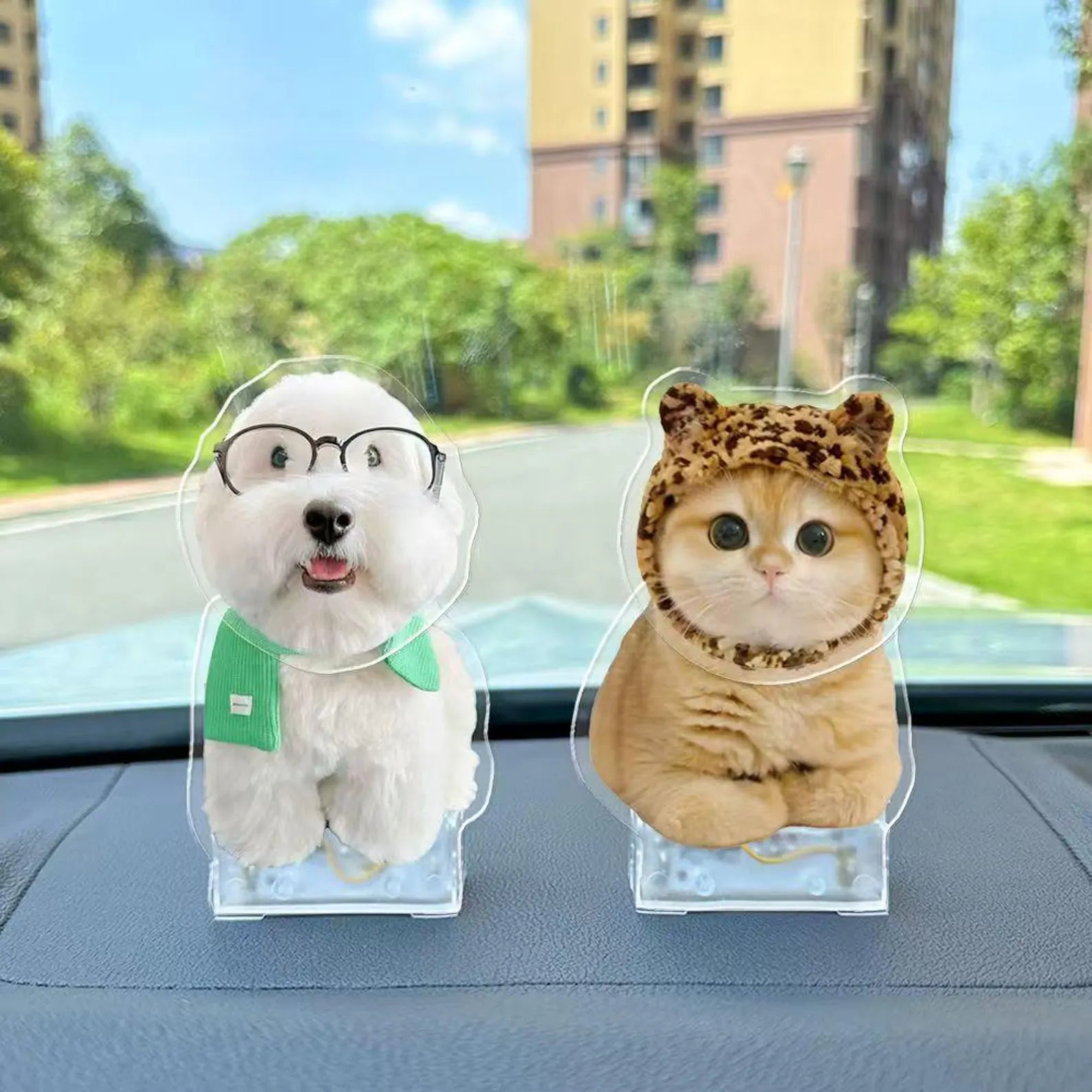 Customized electric pet shaking head ornaments acrylic car ornaments
