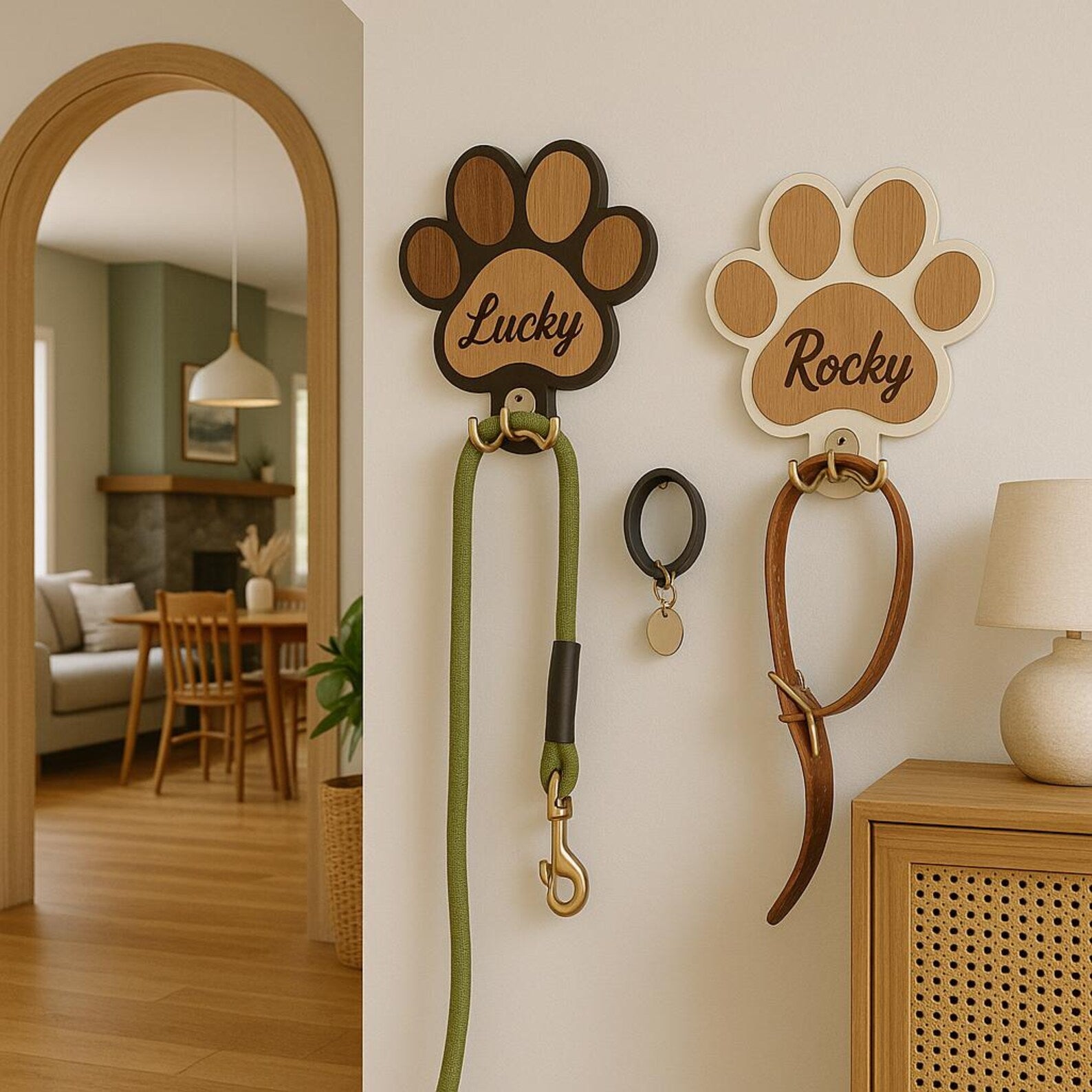Custom Wooden Pet Dog Leash Storage Rack