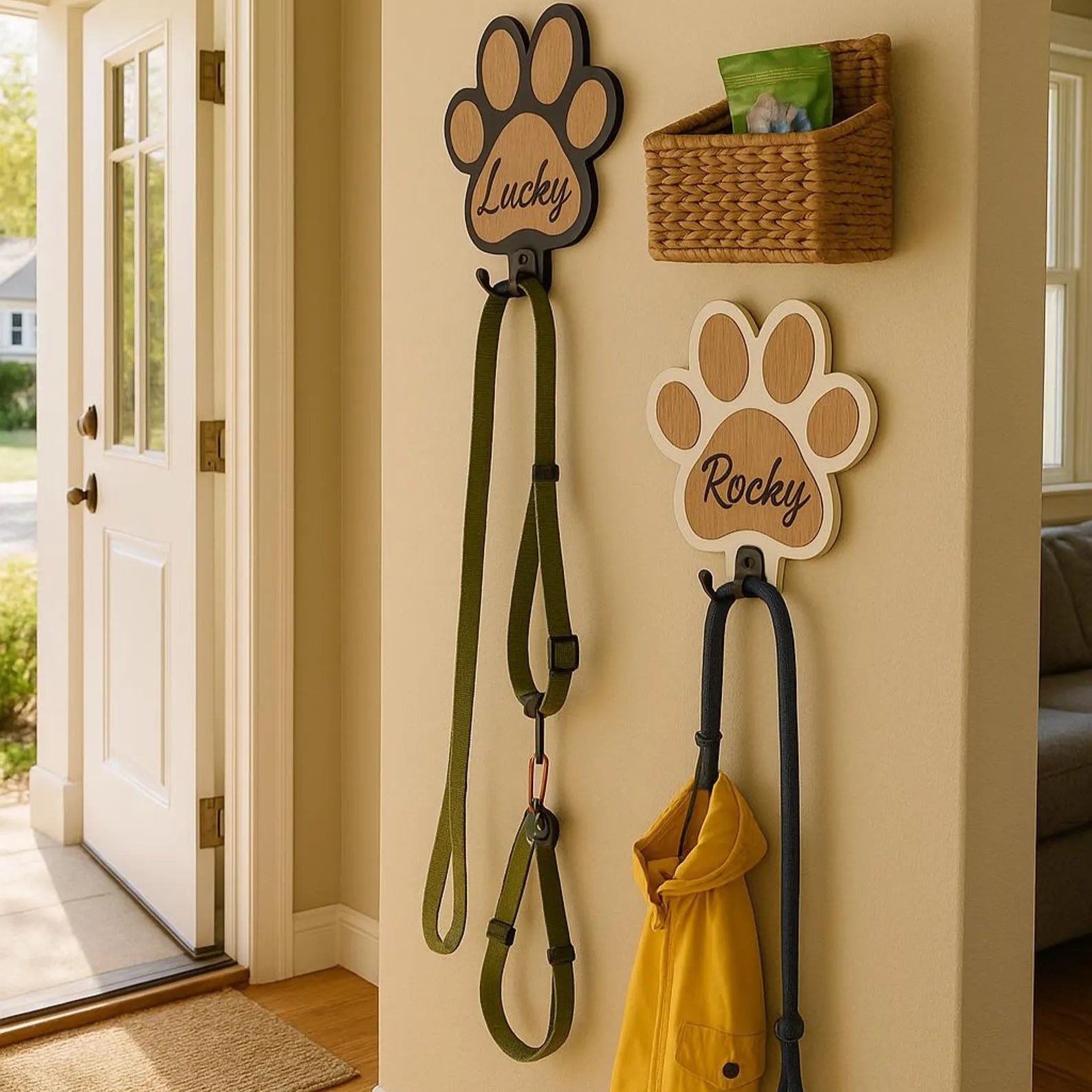Custom Wooden Pet Dog Leash Storage Rack