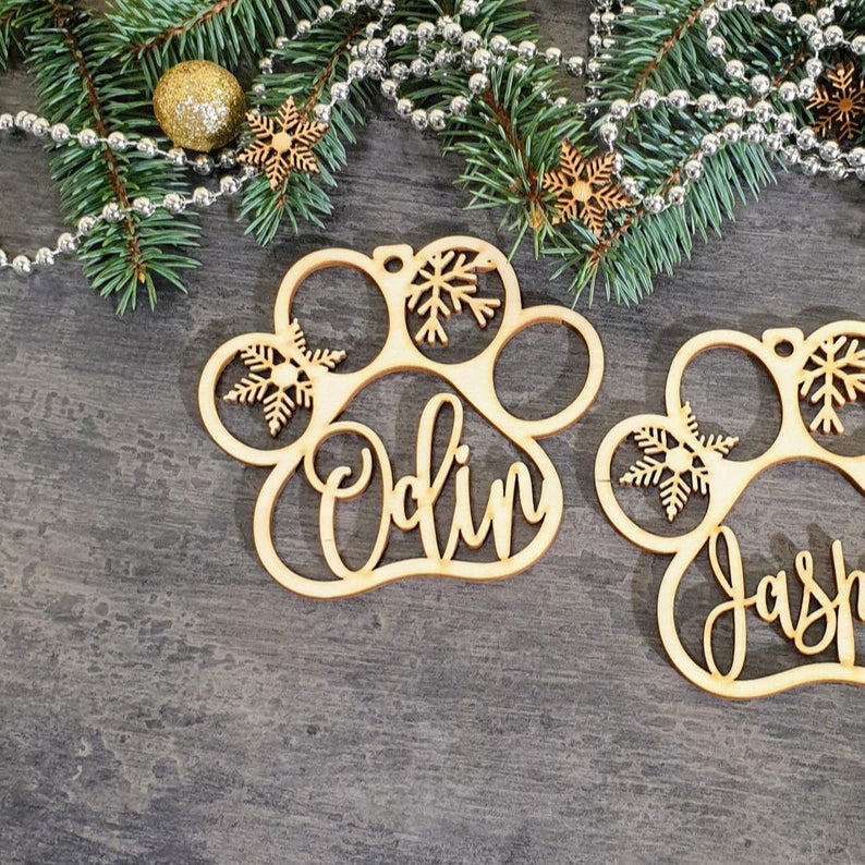 Personalized Paw Ornament Custom Dog Christmas decor