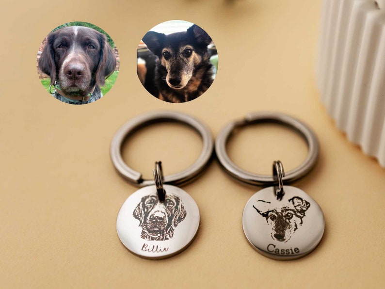 Custom Engraved Pet Portrait Keychain