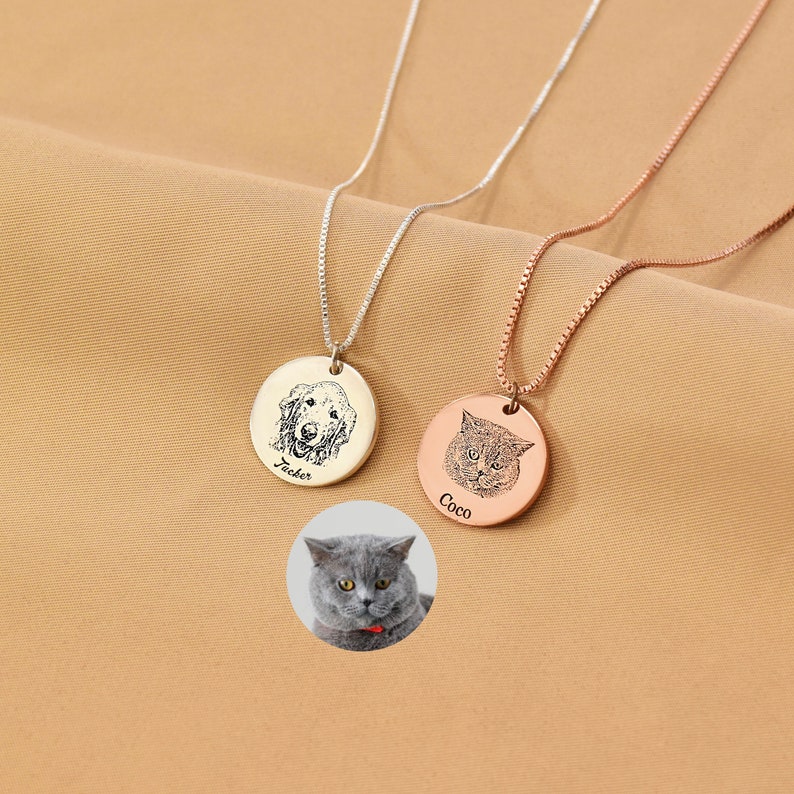 Custom Pet Portrait Name Necklace