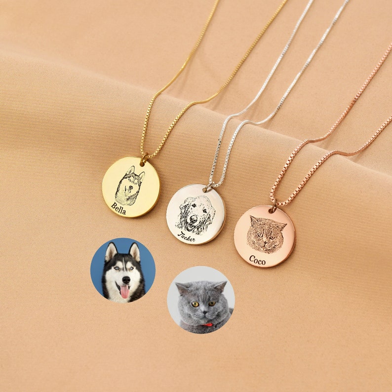 Custom Pet Portrait Name Necklace