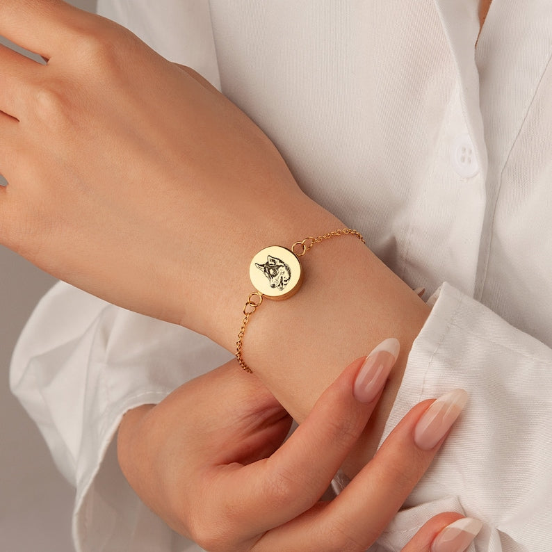 Custom Pet Portrait Pet Bracelet Can Hold Pet Fur