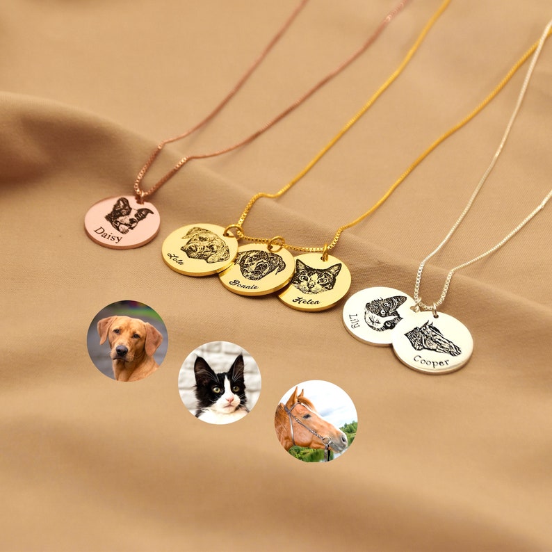 Custom Pet Portrait Name Necklace