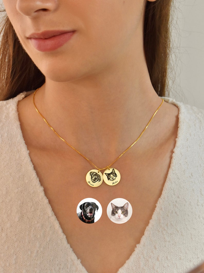 Custom Pet Portrait Name Necklace
