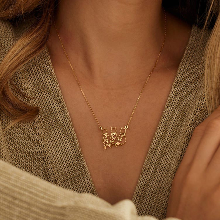Dainty Cat Name Necklace