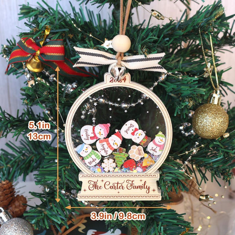 Personalized Snowman Family Christmas Ornament