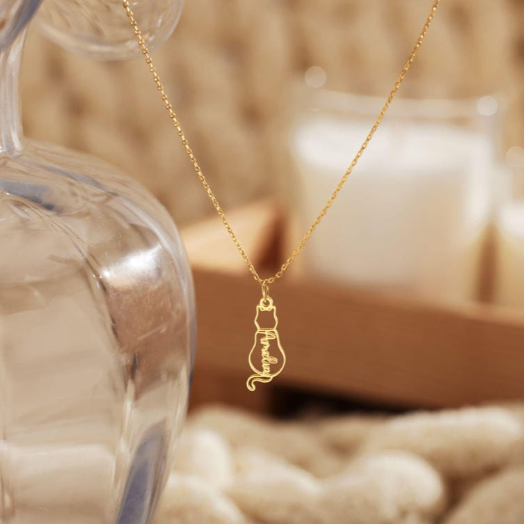 Dainty Cat Name Necklace