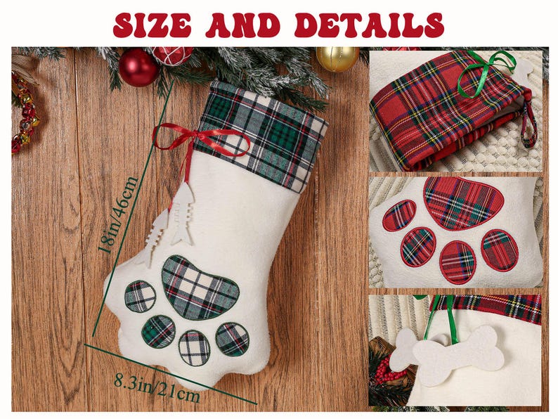 Personalized Pet Christmas Stocking – Embroidered Dog & Cat Holiday Gift