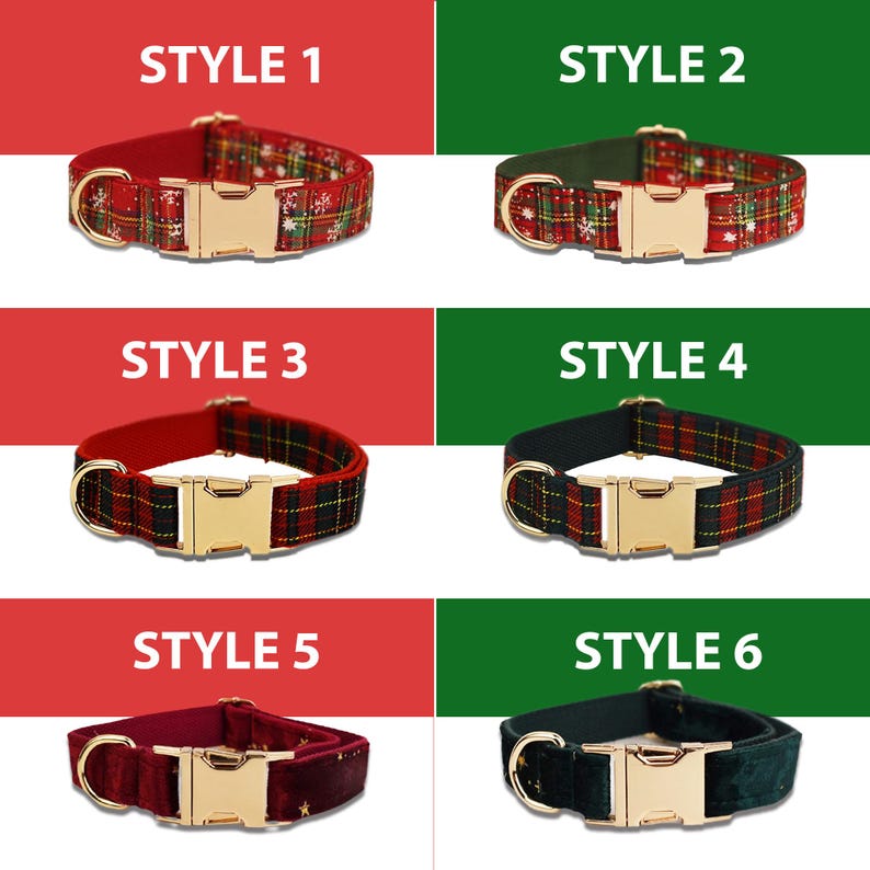 Personalize Dog Collar Leash Set with Bow Xmas Santa Collar for Puppies Engraved Pet Name