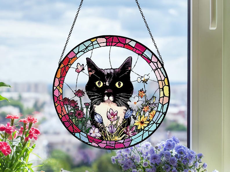 Custom Pet Portrait Stained Glass Suncatcher