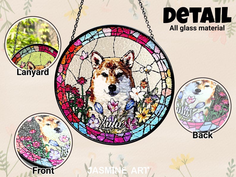 Custom Pet Portrait Stained Glass Suncatcher