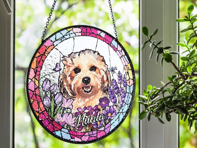 Custom Pet Portrait Stained Glass Suncatcher
